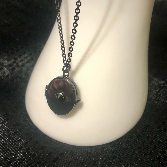 J Crew Locket Pendant Chain Necklace Black Charm